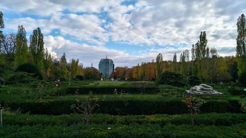 View of park against cloudy sky