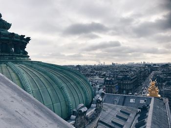 High angle view of buildings in city