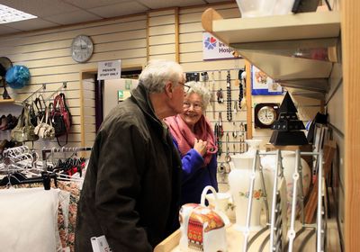 Friends standing in store