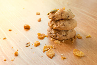 Close-up of cookies on table