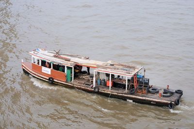High angle view of boat on river
