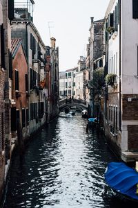 Canal amidst buildings in city against sky