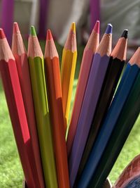 Close-up of colored pencils