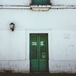 Closed door of building
