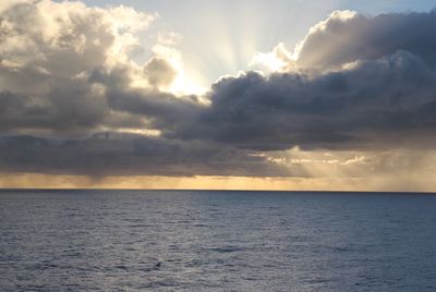 Scenic view of seascape against cloudy sky