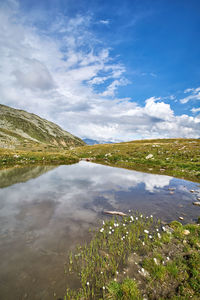 Scenic view of lake against sky