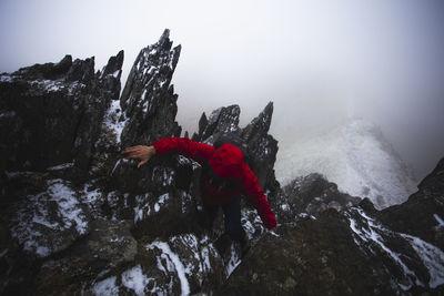 Red rock on mountain during winter