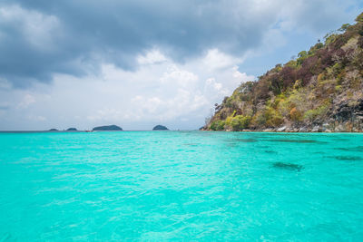 View of sea against cloudy sky