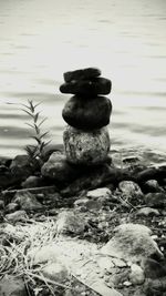 Stack of stones on sand