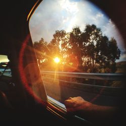 Sunset seen through train window