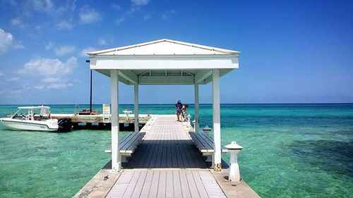 View of pier on sea