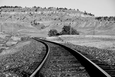 Railroad tracks against clear sky