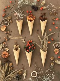 High angle view of autumn flatlay