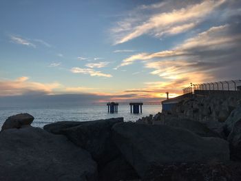 Scenic view of sea against sky during sunset