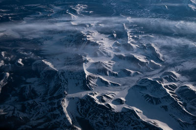 High angle view of snowcapped mountain