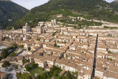 Aerial view of the medieval town of gubbio umbria italy