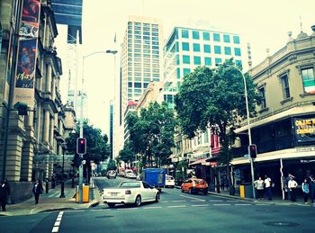 Traffic on road in city