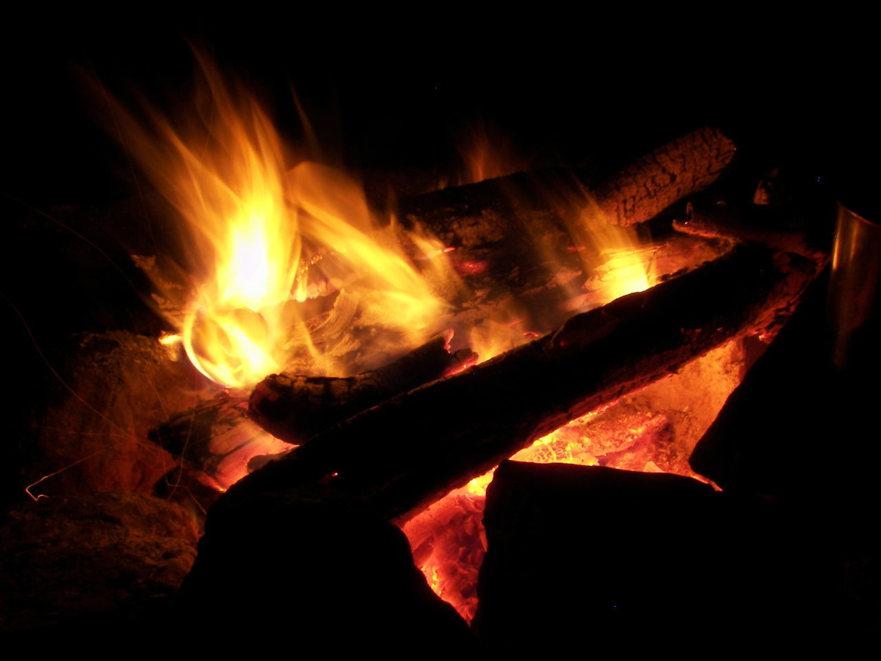 CLOSE-UP OF BONFIRE