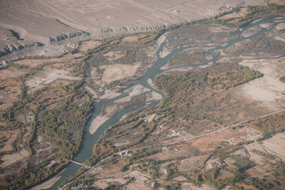 High angle view of dramatic landscape