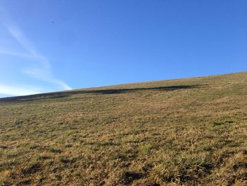 Scenic view of landscape against clear blue sky