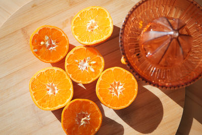 Close-up of oranges on table
