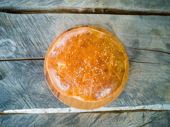High angle view of orange on table