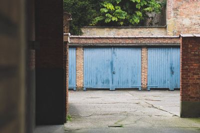 Closed door of building