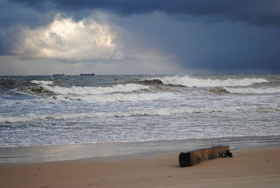 Scenic view of beach against sky