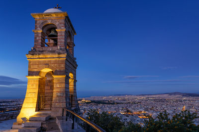 Bell tower of the 19th century chapel of st. george on lycabettus.