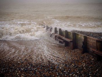 Waves splashing on shore