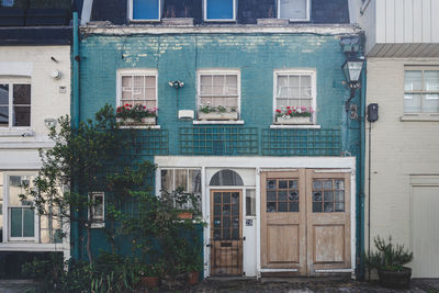 Closed door of building