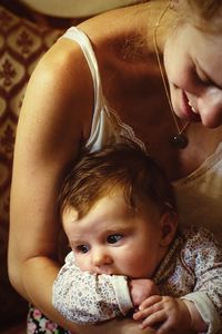 Portrait of mother and baby