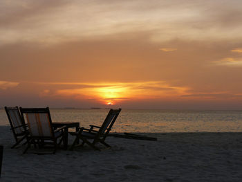 Scenic view of sea at sunset