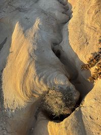 High angle view of sand at beach