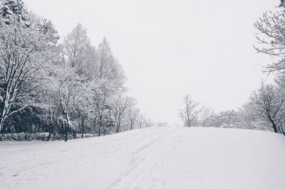 Scenic view of snow covered landscape