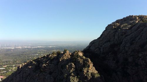 Scenic view of mountains against clear sky