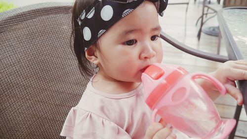 Close-up portrait of cute baby girl