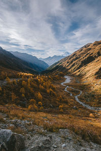 Scenic view of mountains against sky