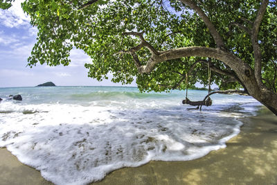 Scenic view of beach against sky