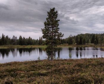 Scenic view of lake against sky