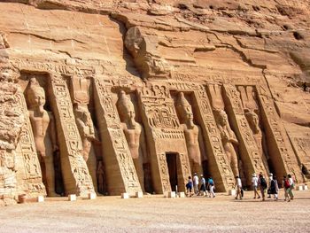 Tourists outside abu simbel temples