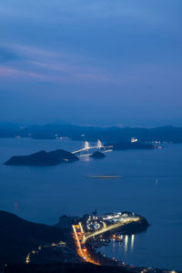 Scenic view of sea against sky at night