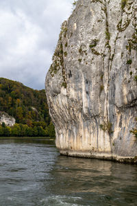 Nature reserve at danube river breakthrough nearby kelheim with limestone rock formations