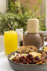 Close-up of food on table