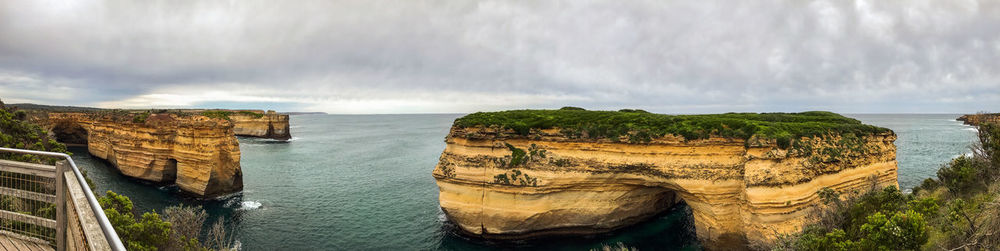 Panoramic view of sea against cloudy sky