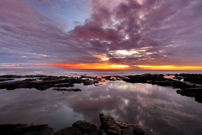 Scenic view of sea against sky during sunset