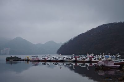 Pedal boats in sea