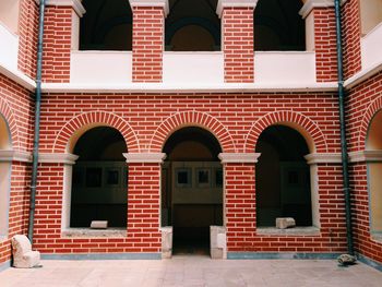 Exterior of building made of red bricks