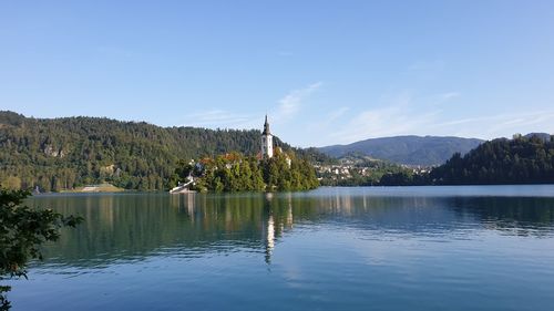 Scenic view of lake against sky