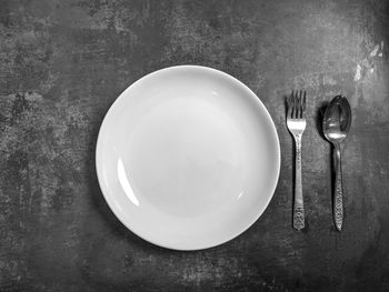 High angle view of empty plate on table